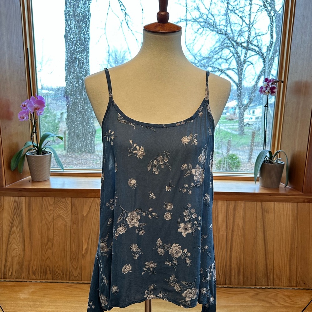 American Eagle Floral Scoop Neck Tank Top Blue S M L XL